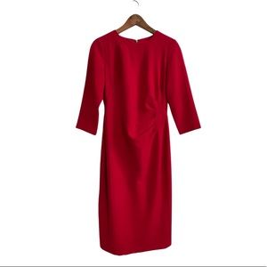 Maggy London Size 6 Red Long Sleeve Sheath Dress